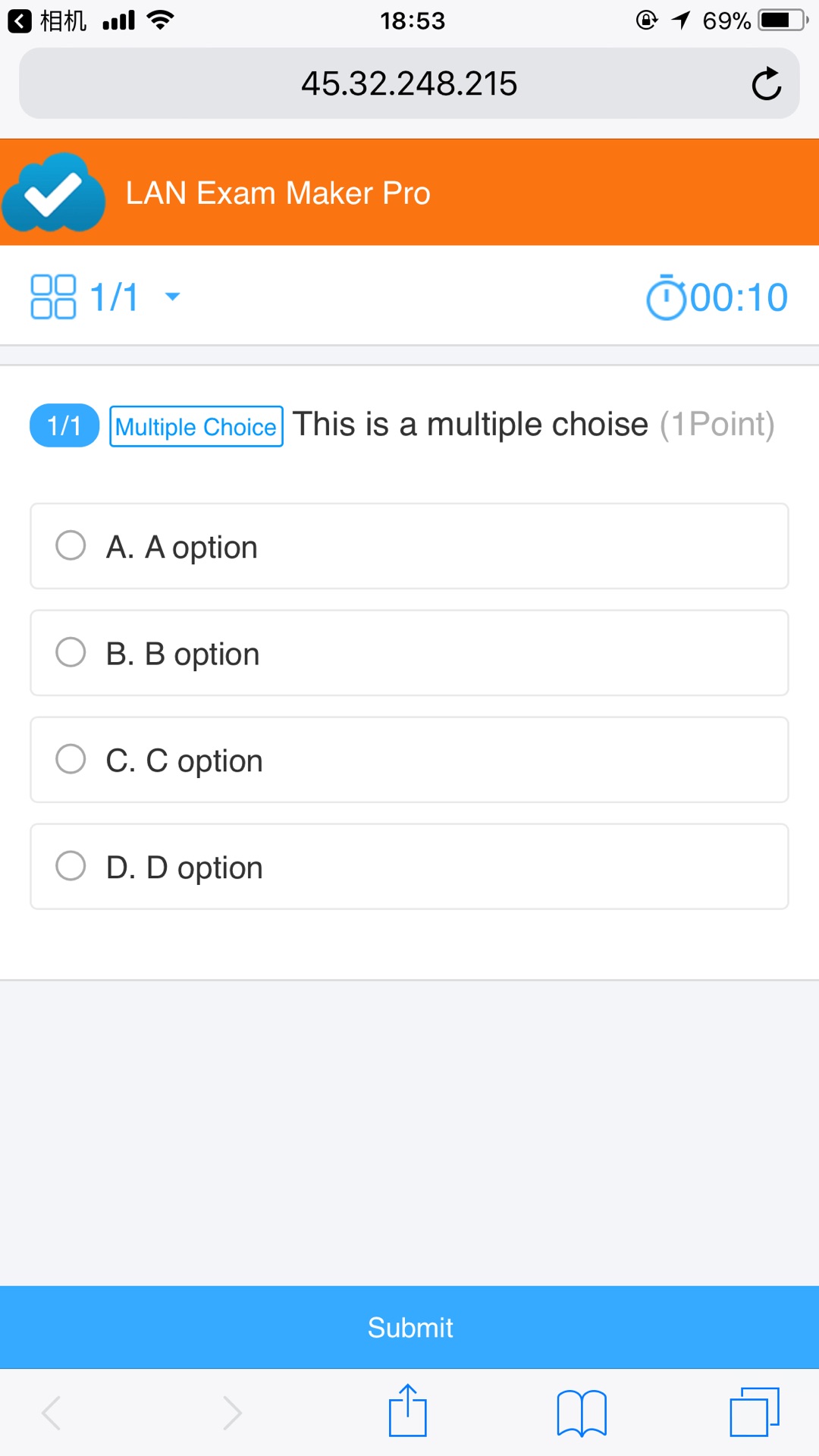 Take LAN Exam Maker exam on iPhone