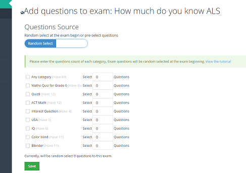 Random select questions from questions bank